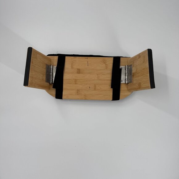 Foldable Bamboo Meditation Bench With Cushion & Red Lotus Embroidery - Picture 5 of 13